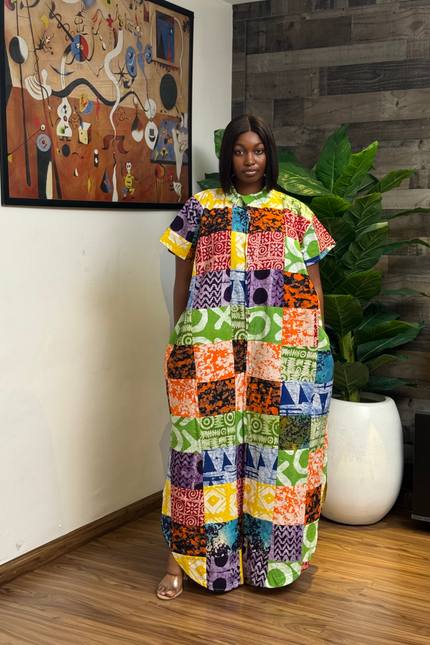 Adire Cotton Long Dress