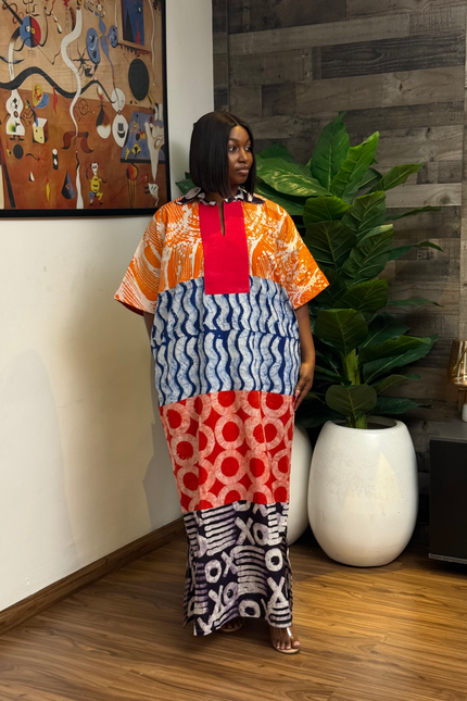 Adire Cotton Long Dress